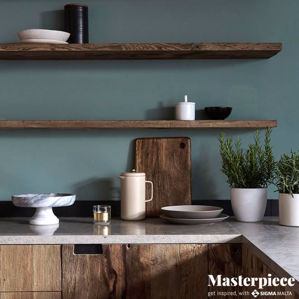 Muted teal</br><span>Wooden finishings